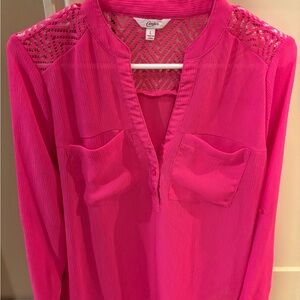 Pink Blouse with Lace Detail (Large)